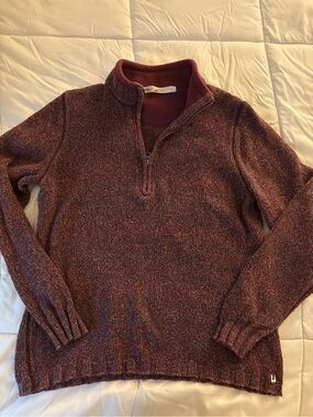 Woolrich Maroon Half-Zip Mock Neck Sweater
